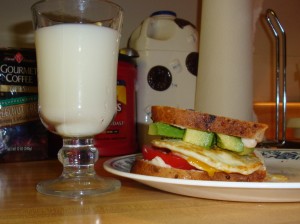 milk and sandwich
